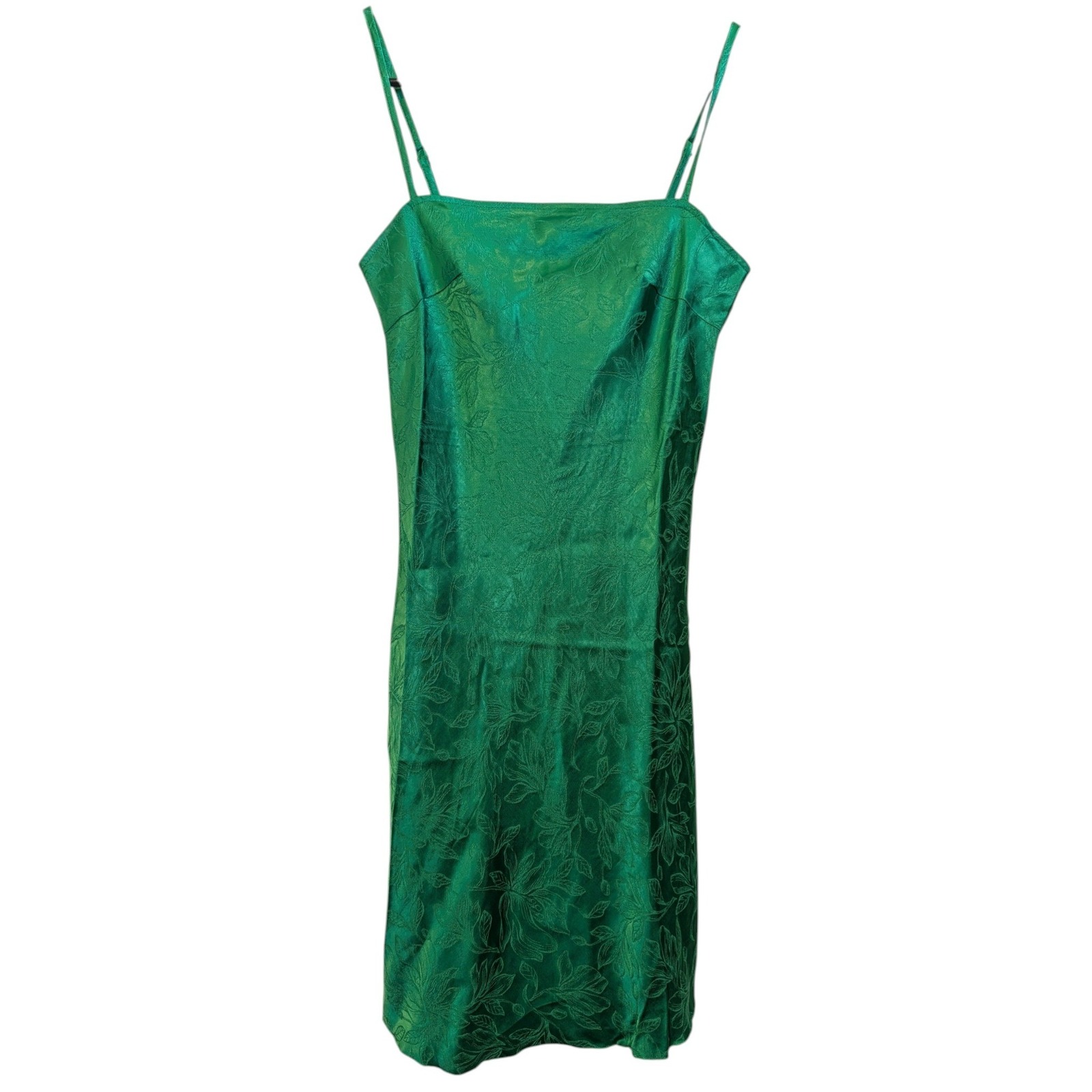Sky To Moon Green Floral Jacquard Satin Slip Dress